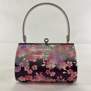 和装バッグ 美品 優品 フォーマル 桜 銀色 エナメル 和装小物 【中古】