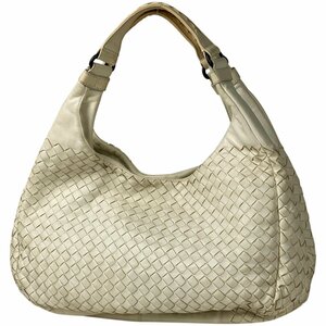 ボッテガヴェネタ BOTTEGAVENETA イントレチャート カンパーナ 編込み ナッパ ショルダーバッグ レザー ホワイト 125787 レディース 中古