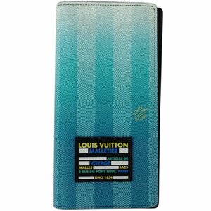 ルイ・ヴィトン Louis Vuitton ポルトフォイユ ブラザ ダミエ ストライプ 二つ折り 長財布 ダミエ ブルー M81318 メンズ 【中古】