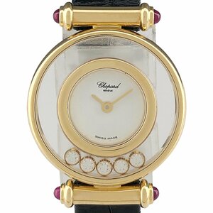  Chopard Chopard happy бриллиант 5P diamond 20/4780-21 наручные часы YG бриллиант кожа кварц белый женский [ б/у ]