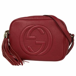 グッチ GUCCI ソーホー ショルダーバッグ フリンジ インターロッキングG ショルダーバッグ レザー レッド 308364 レディース 【中古】