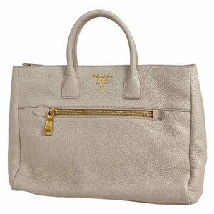 プラダ PRADA ロゴ トートバッグ 2WAY ショルダーバッグ ハンドバッグ レザー ホワイト BN2545 レディース 【中古】