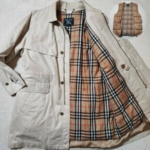 美品 XL~XXL バーバリー ノバチェック BURBERRY ブルゾン ジャケット ダウンライナー付 シャドーホース コットン 肌色 メンズ 大きいサイズ