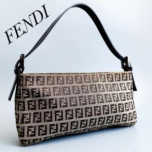 極美品・希少モデル FENDI フェンディ アクセサリーポーチ ハンドバッグ ショルダーバッグ ズッキーノ FF キャンバス レザー