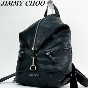 1円 美品・希少モデル Jimmy Choo ジミーチュウ バックパック リュック フィッツロイ カモフラ スタッズ 迷彩 ブラック レザー メンズ