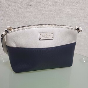 kate spade ケイトスペード バイカラー レザー ショルダーバッグ ネイビー アイボリー 美品 激カワ