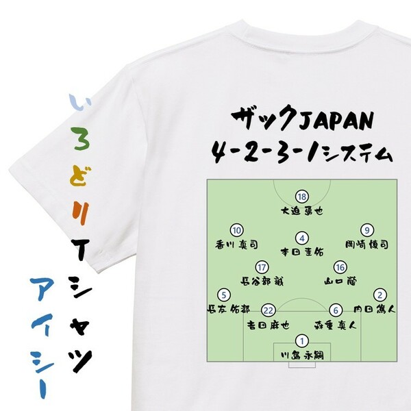 サッカー系半袖Tシャツ【ザックJAPAN4-2-3-1システム】おもしろTシャツ　ネタTシャツ