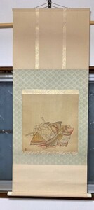 2401m28/掛軸絵・『十二ひとえ』模写・？筆印・共箱・54×134㎝・/佐川急便80サイズ/