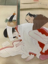 2401ｍ112/浮世絵春画・枕絵、花嫁が・絹本、肉筆/・状態良い『寸法46×42㎝』。佐川60サイズ_画像4