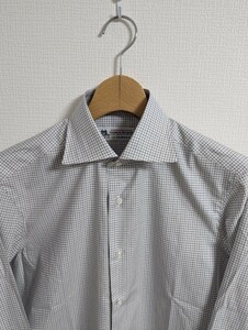 未使用品　FAIRFAX　フェアファクス　シャツ　ドレスシャツ　トーマスメイソン　38　グレー　グラフチェック　日本製