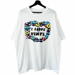 ■激レア■90s USA製 I LOVE VINYL レコード ショップ アート Tシャツ XL ビンテージ