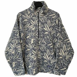 ■激レア■90s USA製 PATAGONIA SYNCHILLA 総柄 ハーフジップ フリース ジャケット M L相当 パタゴニア シンチラ スナップT ビンテージ