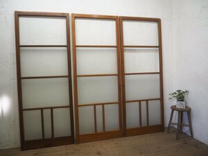 taO0540*[H176cm×W67(67,5)cm]×3 sheets * retro taste ... old tree frame sliding door * fittings glass door sash Cafe lino beige .n Vintage N pine 