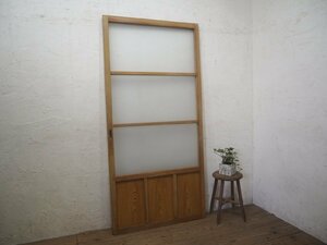 taP0213*[H179cm×W86,5cm]* retro taste ... old wooden glass door * old fittings sliding door sash old Japanese-style house housing lino beige .n Vintage M pine 