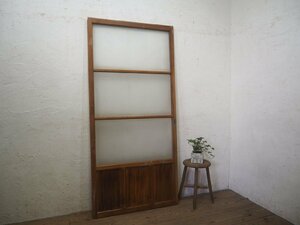 taP0212*[H176cm×W83,5cm]* retro taste ... old wooden glass door * old fittings sliding door sash old Japanese-style house housing lino beige .n Vintage M pine 