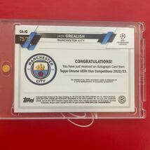 2022-23 Topps UEFA Competition Chrome Manchester City Blue Autograph Jack Grealish 75/75ジャック・グリーリッシュ 直筆サインカード_画像2