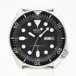 セイコー ダイバー●1981年製 7546-7000 200m防水 デイデイト クオーツ 電池交換済 純正ベルト メンズ腕時計 黒ブラック ビンテージ