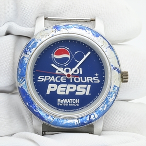 ペプシコーラ/PEPSI●2001年 メンズ腕時計 ReWATCH クオーツ ビンテージ レトロ SPACETOURS スイス製 新品電池交換済/動作良好 30m防水