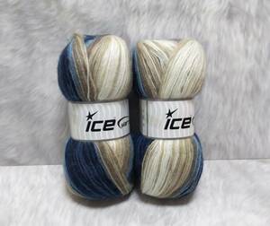 輸入　毛糸　Ice Yarns　アンゴラアクティブ　アンゴラ25％　アクリル75％　100g×2個セット　キャメル＆ライラック　トルコ　海外