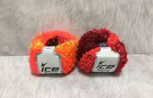 輸入　毛糸　Ice Yarns　ダーバン　モヘア13％　アクリル64％　50g×2個セット　ネオングリーン＆ピンク＆バーガンディー　トルコ 海外 ④