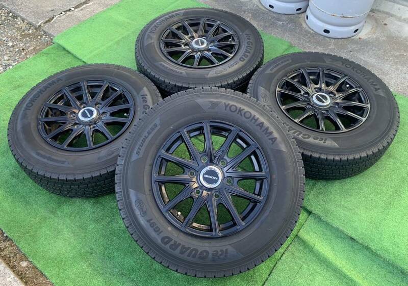 BISON 15インチ ホイール &amp; YOKOHAMA ice GUARD iG91 195/80R15 スタッドレスタイヤ4本セット★ ハイエース 等★A-33