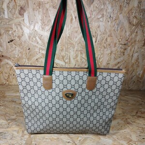 1円〜/GUCCI PLUS/グッチプラス/シェリーライン/GG柄/トートバッグ/PVCレザー/GGキャンバス/オールドグッチ/中古