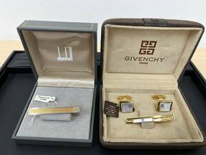 【1448】ダンヒル dunhill /ジバンシー GIVENCHY ネクタイピン カフスボタン セット　ゴールドカラー アクセサリー