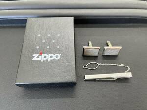 【1346】ZIPPO　シルバーライター / カフス ネクタイピン　刻印あり　K14WG