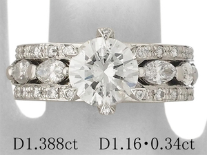 ダイヤモンド/1.388ct サイドダイヤ/1.16ct 0.34ct デザイン リング Pt900 12.5号