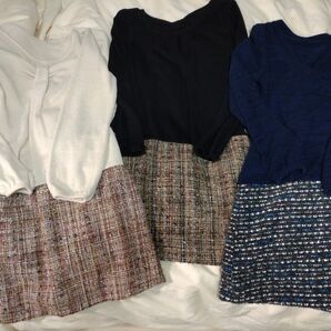 フェリシモ 切り替えワンピース 長袖 色違い3着セット