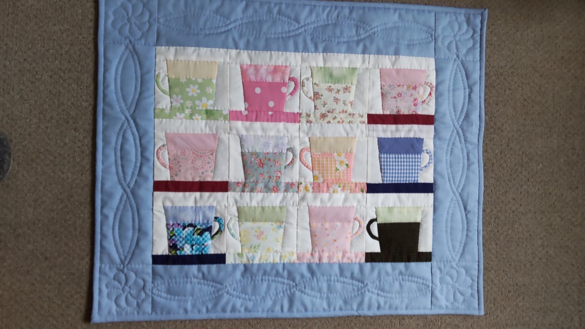 Kaffeetasse, Patchwork-Quilt-Wandteppich, handgemachte Werke, Innere, verschiedene Waren, Panel, Tapisserie