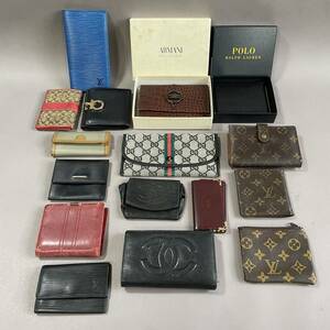 MS610 Louis Vitton CHANEL GIVENCHY ARMANIなど ブランド物 財布・キーケース・パスケース 16点 まとめて (検)小物 ウォレット 革 レザー