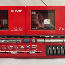 MS613 一部動作確認 SHARP シャープ ダブルラジカセ TABLE COMPONENT SYSTEM QT88 レッド (検)音響機器 カセット 再生 録音 昭和レトロ_画像3