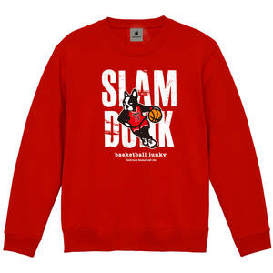 ★バスケットボール ジャンキー SLAM DUNK レッド M スウェット コットン 流れる川+11 クルースウェット