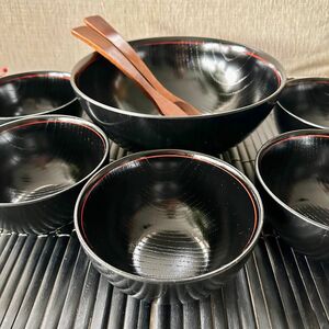 【未使用品】山中漆器 サラダボウルセット 全8点 スープボウル ミニ丼椀