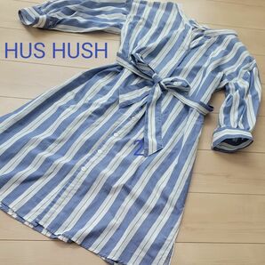 HUSHUSH ◆ストライプシャツワンピース 羽織シャツ　ロングシャツ