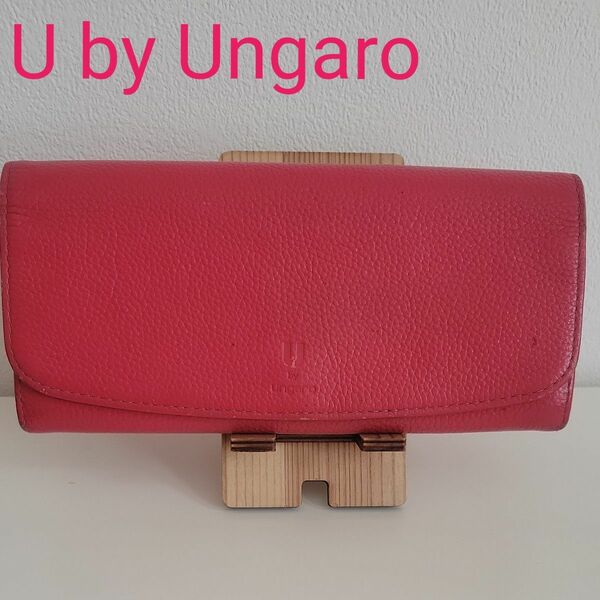 U by Ungaro 長財布 レザー 無地　レッド　赤