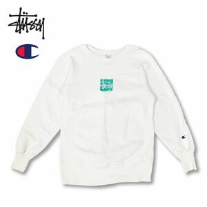 【レア】Stussy x Champion Reverse Weave M Sweat ステューシー リバースウィーブ チャンピオン スウェット M 青単色タグ トレーナー