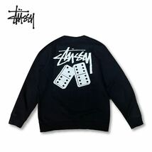 【定番】Stussy Dominoes Crewneck Sweat ステューシー ドミノ スウェット トレーナー ブラック 黒 S クルーネック ヴィンテージ 人気_画像1