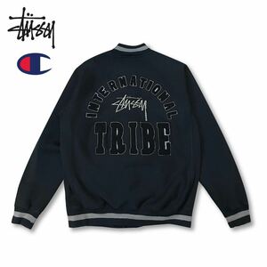 【激レア】Stussy x Champion Reverse Weave IST Stadium Jacket ステューシー リバースウィーブ 黒 XL 藤原ヒロシ ジャケット スタジャン