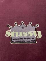 【80年代 ヴィンテージ】 Old Stussy Crown Crewneck LS Tee ステューシー クラウン Tシャツ 長袖 ボルドー 80s ロゴ 希少 ロンT_画像3