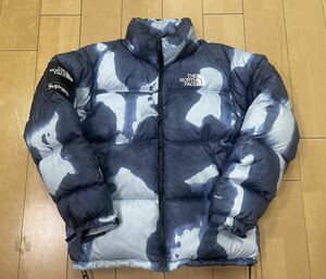 The North Face Bleached Denim Print Nuptse Jacket （Indigo） 21fw