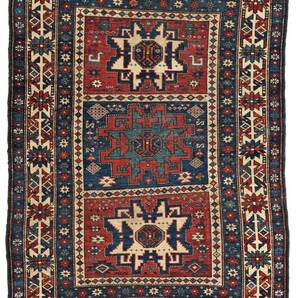 Spring Sale 開催!! ★状態良好★Kuba (Quba) Lesghi Star Rug アンティーク クバ レスギ 星ラグ サイズ 134 cm x 101 cm 年1892の画像1