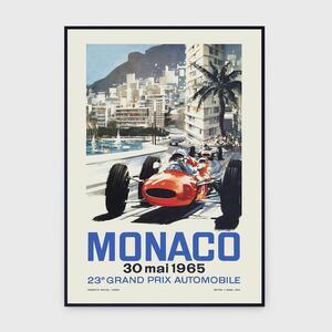 Monaco Grand Prix Formula 1 1965 アートポスター ビンテージポスター モダンアート 車 レーシングカー インテリア ペインティング