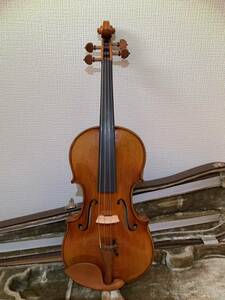 古い4/4バイオリン　フランス　裏板一枚板　トラ杢