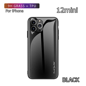 iPhone 12 mini case iPhone 12 Mini case 5.4 -inch the back side strengthen glass carbon design Impact-proof black 