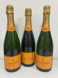 【F-13863】未開栓 Veuve Clicquot 3本セット ヴーヴクリコ イエローラベルブリュット 250周年記念 シャンパン 750ml 12% 果実酒 お酒 洋酒