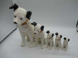 1247【中古】ビクター犬 Victor ビクター 陶器 置物 アンティーク ニッパー 昭和レトロ 5個