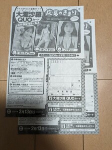 【2枚セット】「大瀧沙羅」クオカ全サ応募ページ(ヤングチャンピオンNo.4)。送料63円(ミニレター)。応募締切2/13