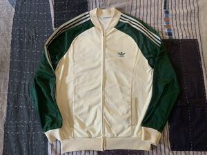 70s adidas ATP ventex アイボリー グリーン vintage ジャージ フランス製 トラックジャケット アディダス 緑 ユーロ ビッグサイズ